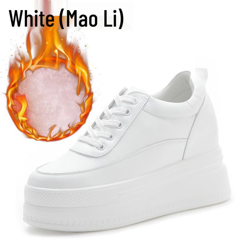 Trendige Plateau-Sneaker für Damen 2025: Atmungsaktives Mesh, Höhensteigerung, Lässiges Weiß.