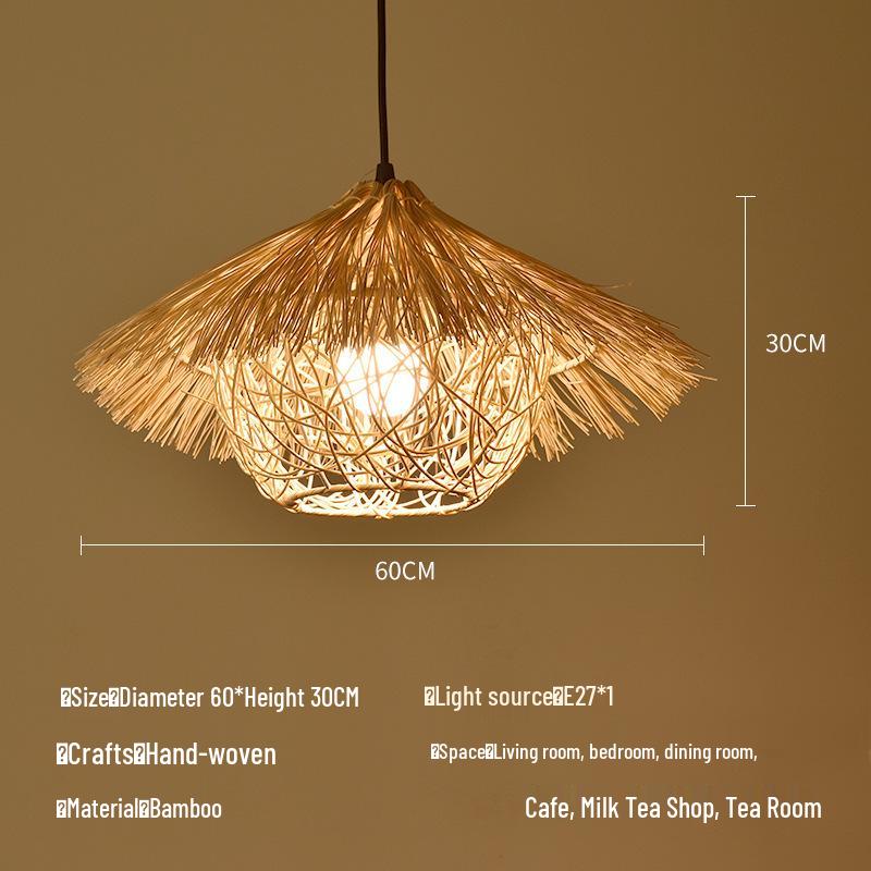 Zen Bamboo Pendant Lamp: Rattan Woven Japanese Tea Room Light