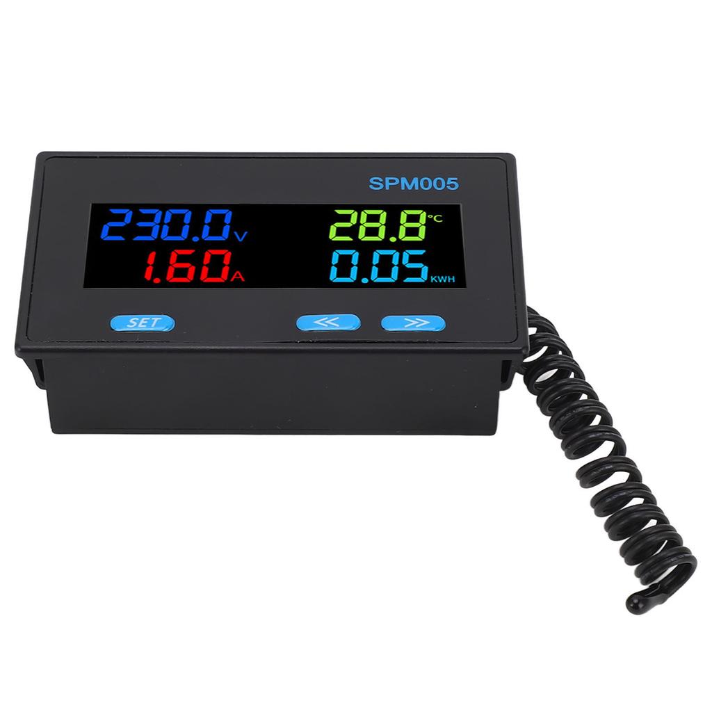 Digital Voltmeter Ammeter Panel 8 in 1 Multifunctional Power Meter Color LCD Display AC Energy Monitor AC60‑300V 20A