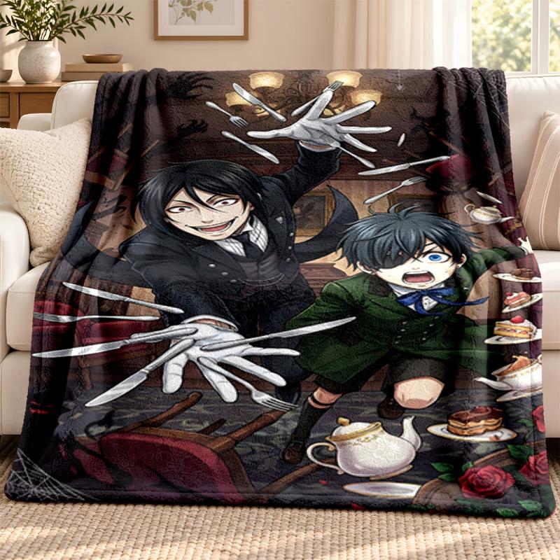 Black Butler blanket Flannel Blanket Soft Cozy Plush Throw for Sofa Bed Lightweight Home Decoration Outdoor camping
