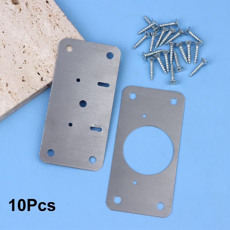 New Cabinet Hinge Repair Plate Kit For Home Kitchen Cabinets And Furniture With Holes, Stainless Steel Door Hinge Mounting Plate