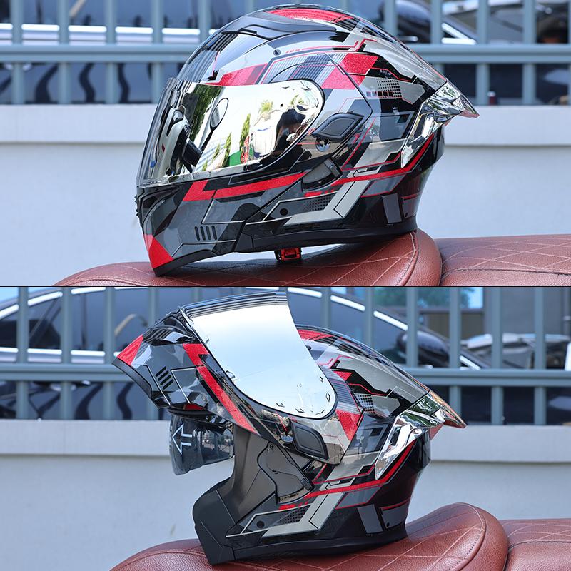 DOT Certified Modular Motorcycle Helmet Double Visor Design Men Women All Season High Strength ABS Comfortable Riding Helmet