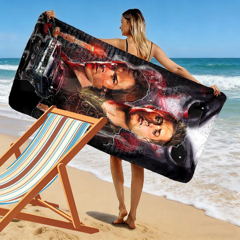 Supernatural Print Beach Towel, Large Soft Quick Dry Towel for Beach Camping Swimming