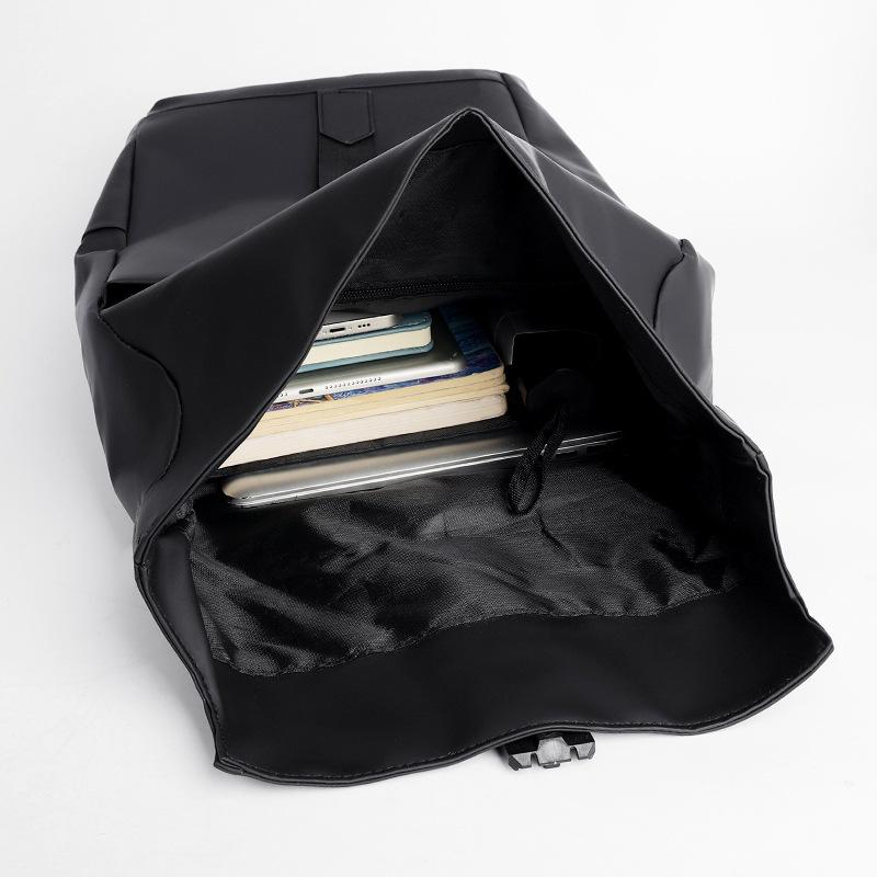 Schoolbag Men's Backpack Leather Film Anti-splashing Leisure Backpack Large Capacity Outdoor Travel Commuter Student School Bag