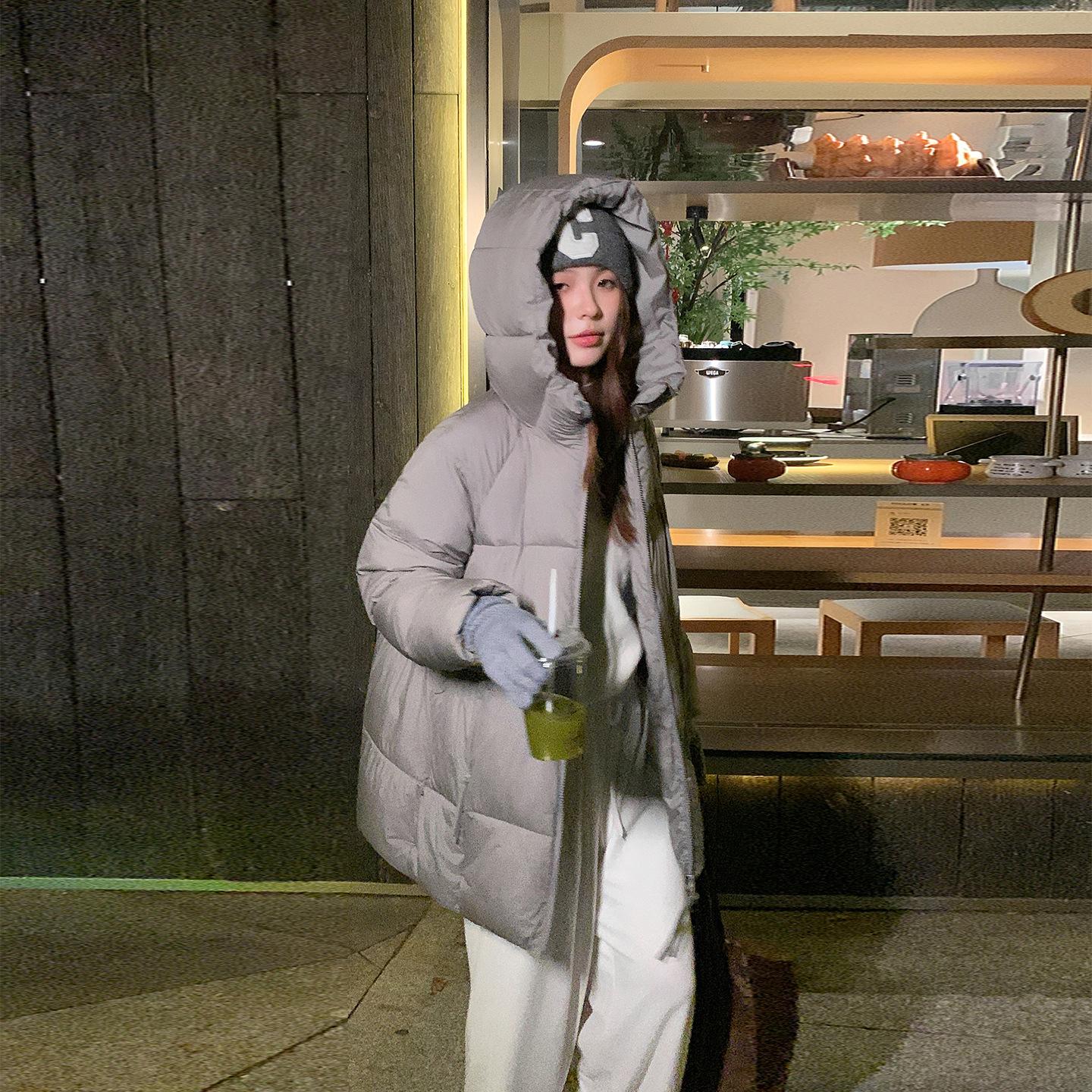 

Зимняя новая куртка средней длины с пуховым наполнителем для женщин, корейский стиль, свободная, в студенческом стиле, хлопковая куртка XL