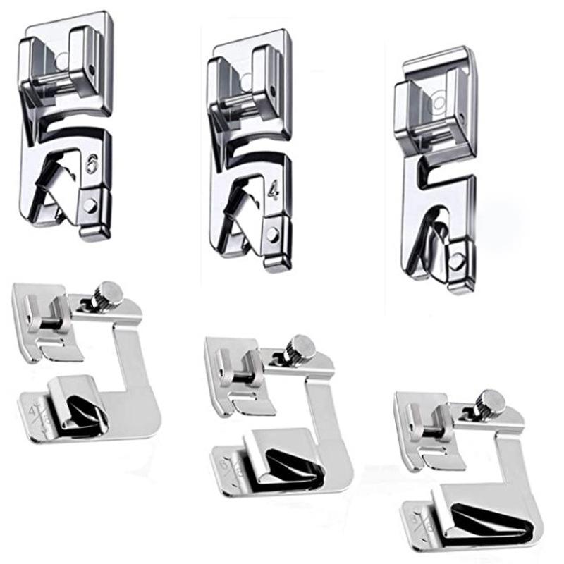 6 Pcs Sewing Machine Foot Press Foot Rolled Hem Feet Household Multi Functional Sew Accessories Hemming Foot Roll Hem Foot