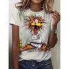 Fashion Versatile Animal Printed Top Casual Loose Short Sleeve Daily Breathable T-Shirts Women’s