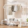 Indoor Double-Rod Floor-Standing Clothes Rack for Balcony or Bedroom