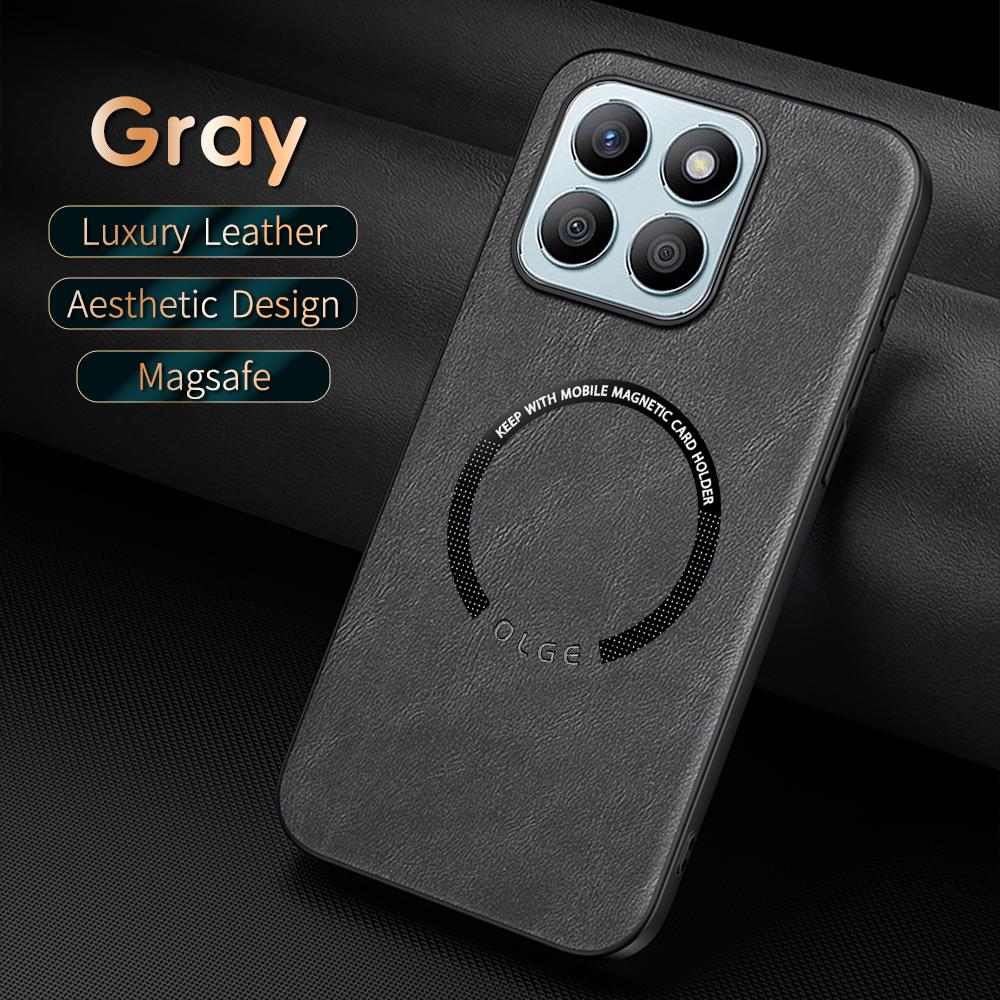 For Honor X8B Fine Hole PU Cow Pattern Leather Outer Magnetic Ring Soft Edge Anti-Drop Anti-Fingerprint Phone Case