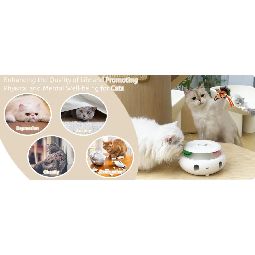 Interactive Cat Toy Automatic Cat Toys for Indoor Cats, 3-in-1 Electric Cat Toy USB Rechargeable, Kitten Toy Cat Exercise Toys