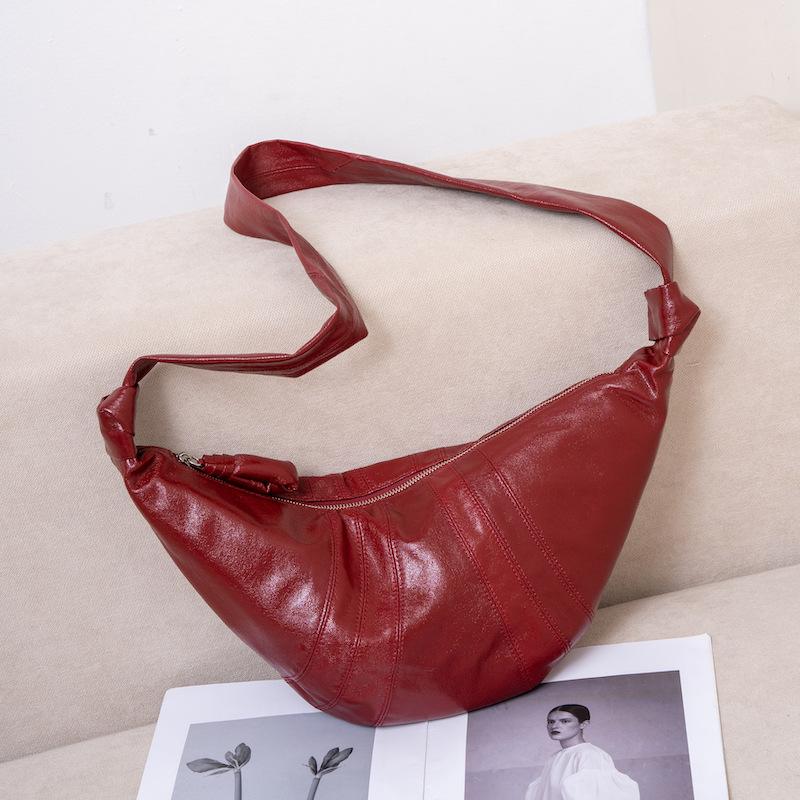 

Новая женская сумка, модная, универсальная, повседневная, изысканная, с двойной машинной строчкой, окрашенная, холщовая, роговая сумка, городская, минималистская, сумка в виде полумесяца 23cmx6cmx10cm вино красного