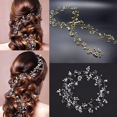 Chain Headpiece Bridal's Tiara Wedding Hair Vine Bride Accessories Pearl Crystal Diamante Headband