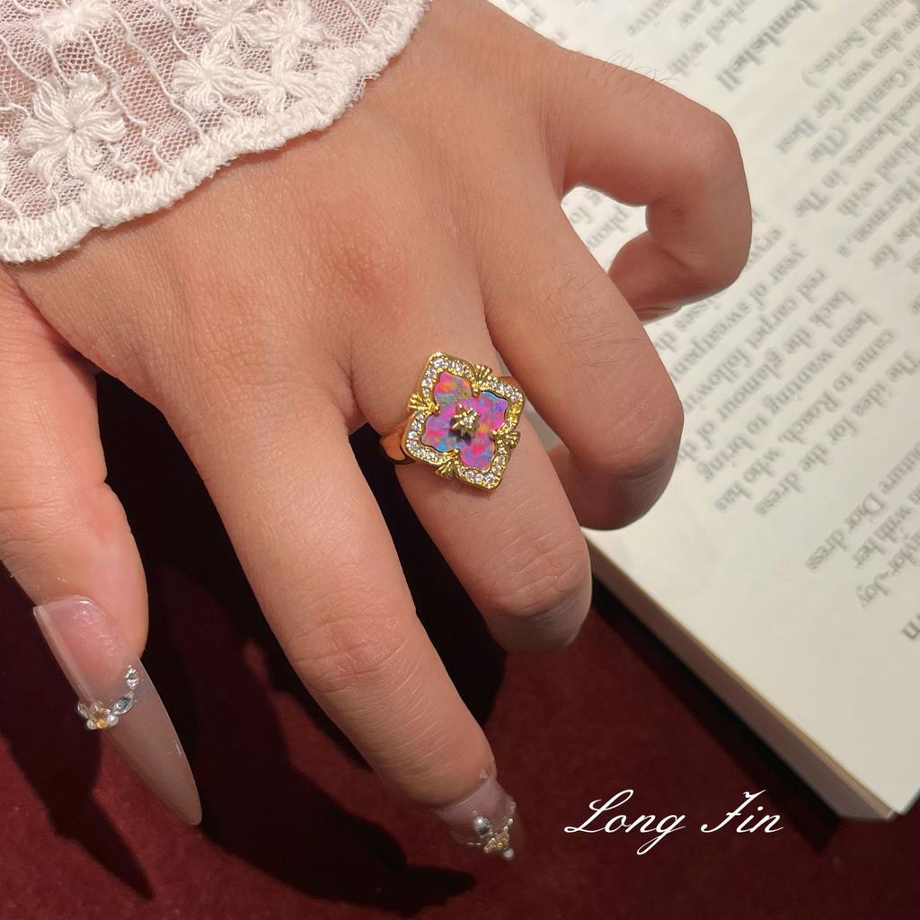 Italian Retro Court Style Color Treasure Four-Leaf Clover Set Exquisite High-End Versatile Temperament Necklace Bracelet Earrings