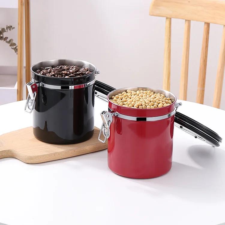 Luftdichter Behälter aus 304 Edelstahl, Kaffeebohnen-Aufbewahrungsbehälter, Teedosen, feuchtigkeitsbeständige Aufbewahrung, Getreide-Aufbewahrungsbox, Küchenartikel