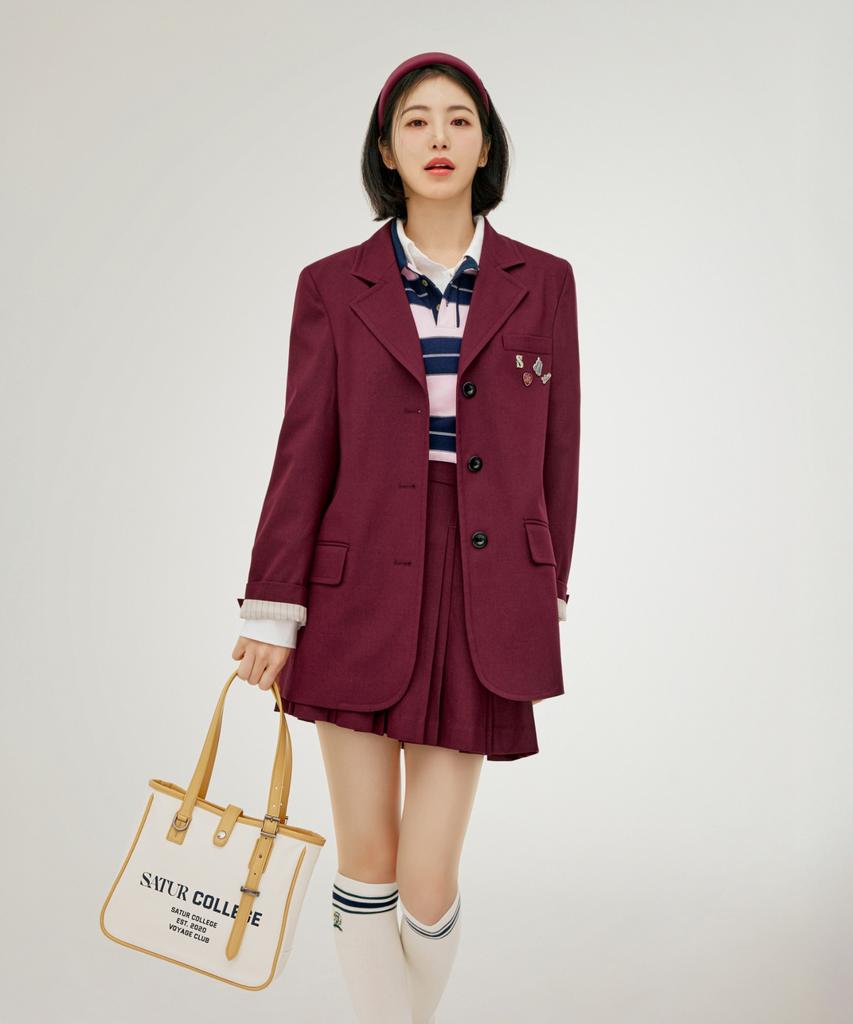 Seteo (W) Pleated Mini Skirt Burgundy
