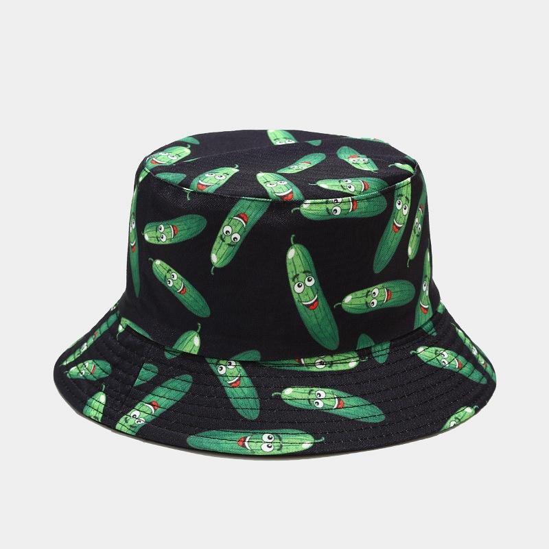 Sombrero de pescador con estampado creativo de vegetales para mujer, sombrero para el sol para exteriores, de verano, versátil