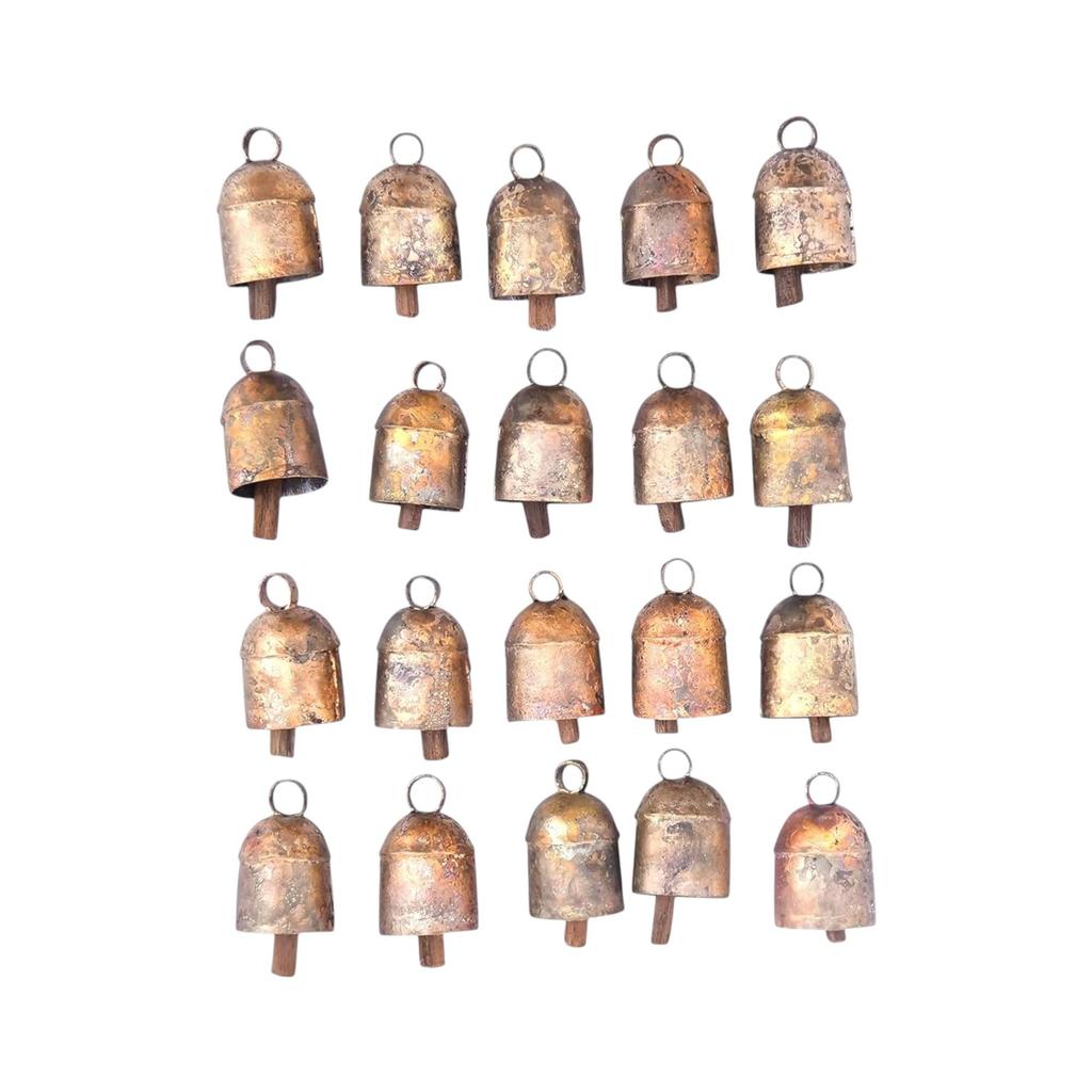 20 Pcs Rustic Gold Metal Bells 1.5 Inch For DIY Crafts, Christmas Ornaments, Farmhouse Decor, Vintage Garland, Wind Chimes, Witch Bells