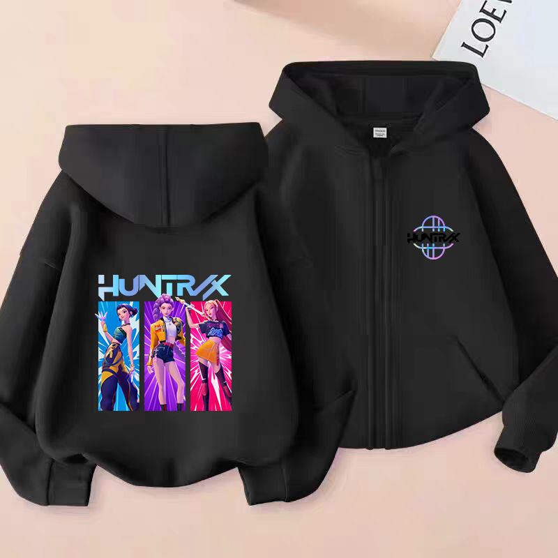 Lovci démonů K-pop Film Mikina na zip Módní Oversized Bunda Zapínací Mikina Streetwear