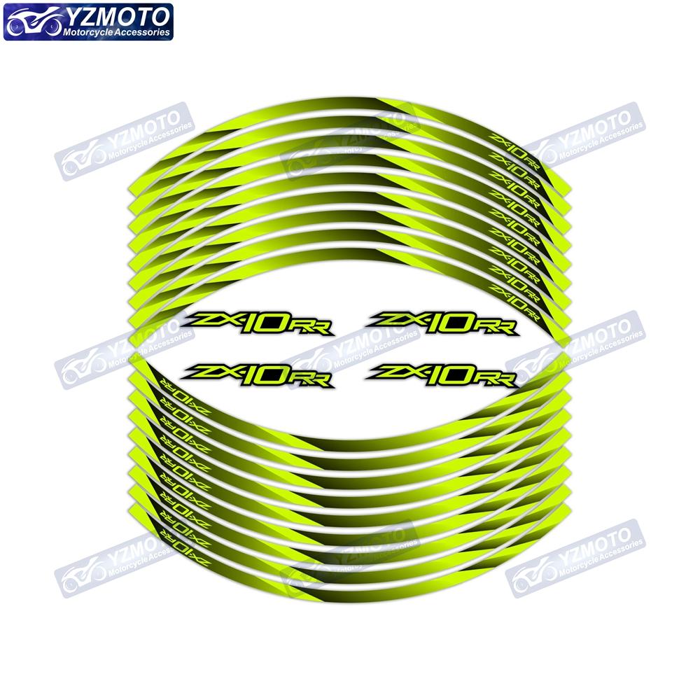 For ZX-10RR ZX10RR ZX 10RR Motorcycle Accessories Sticker 17 Inch Front Rear Wheel Hub Decal Reflective Decoration Rim Stickers