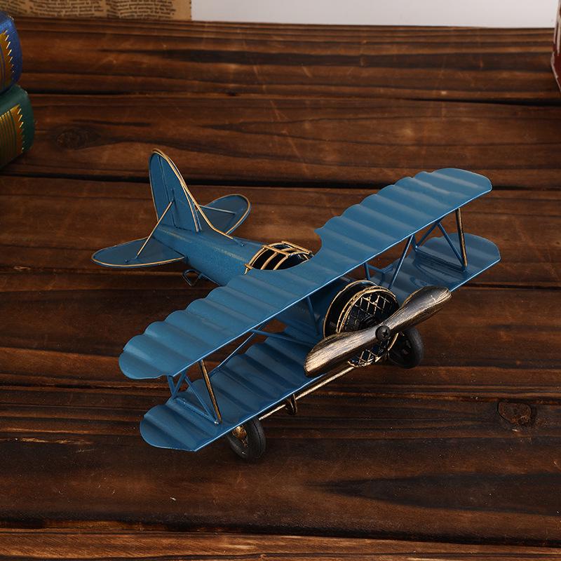 Creative Retro WWII Iron Airplane Model Ornament for Office Decor
