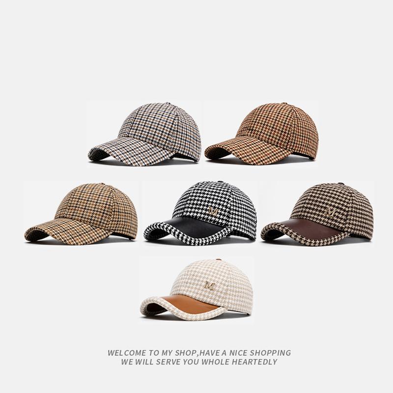 Gorra de béisbol con diseño de pata de gallo para otoño e invierno para hombre y mujer, gorra cálida, sombrero para el sol