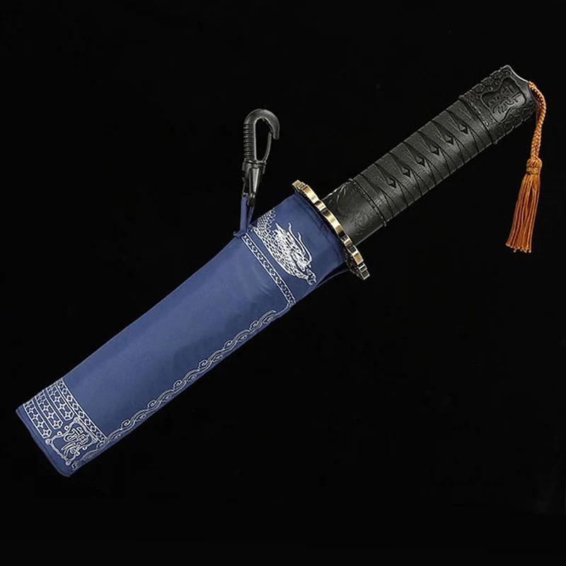 Fashion Samurai Katana Master Sword Umbrella Automatic 3 Fold Windproof Large Travel Sunscreen Parasol Japanese Men Women Gift