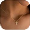 Turandoss Cross Necklace for Women Delicate 14K White Gold Plated Christian Gifts for Women