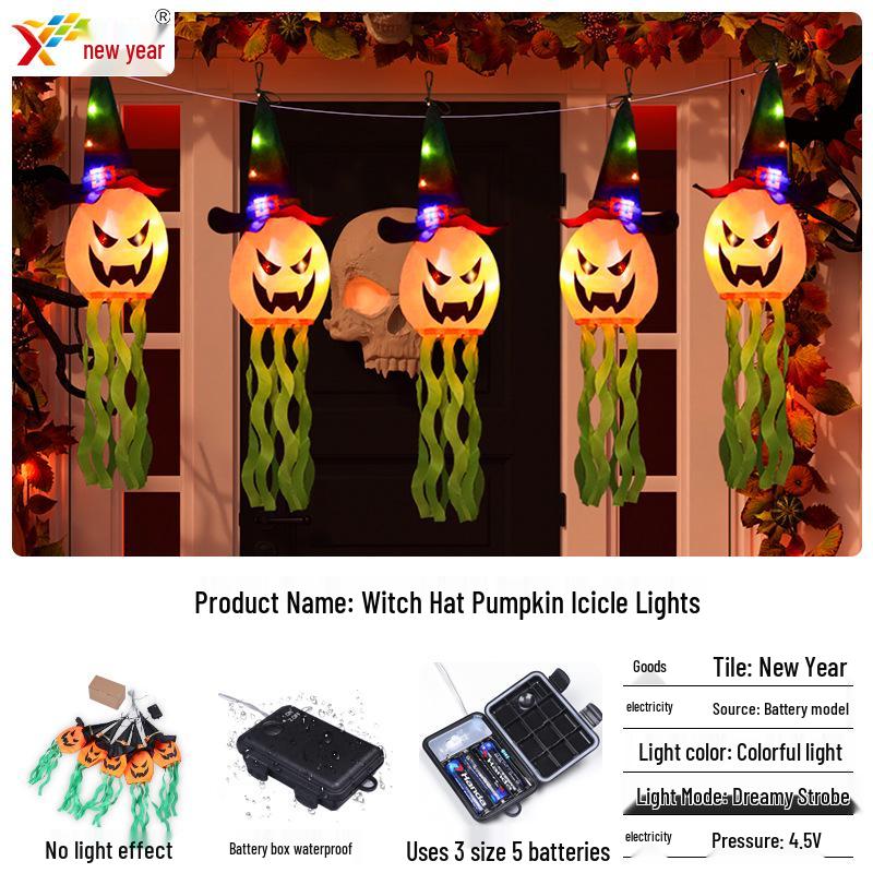 Glowing Halloween Wizard Hat LED String Lights for Outdoor Decorations