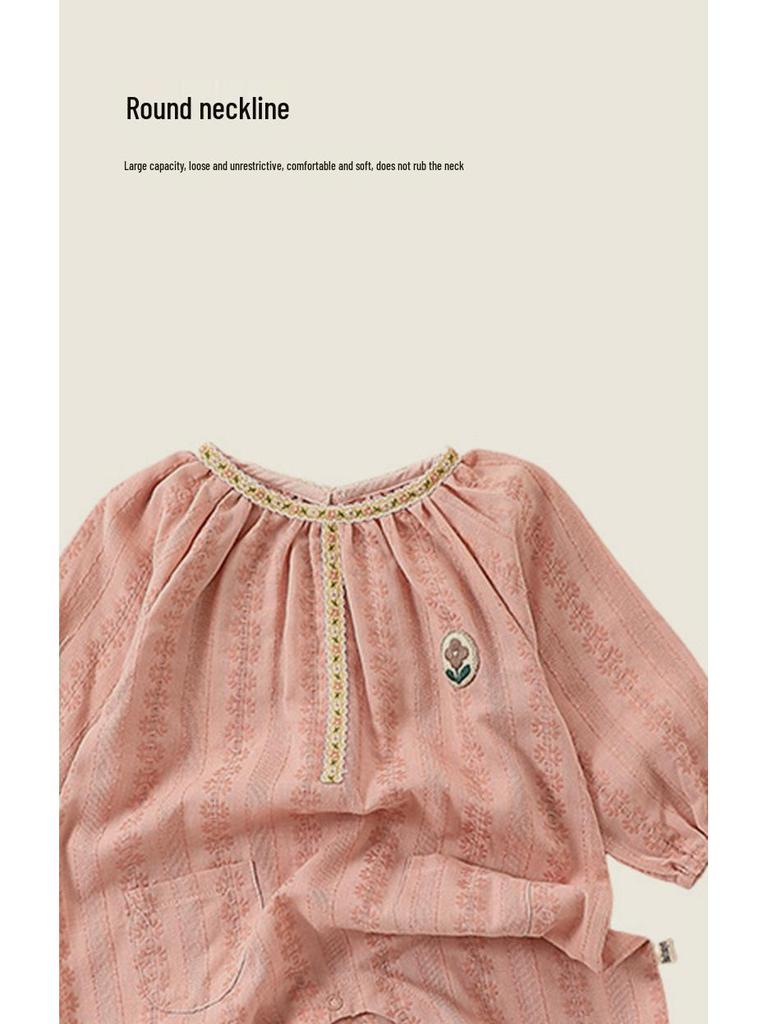 Letni pajacyk dla dziewczynki, z długim rękawem, Klasa A, oddychający - Rozmiary od 0-3 do 24 miesięcy