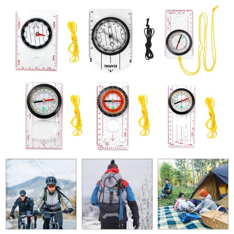 Orientation Compasses, Hiking Navigation Map Scale Ruler Compasses, Multifunctional Magnifier Compasses for Map Reading