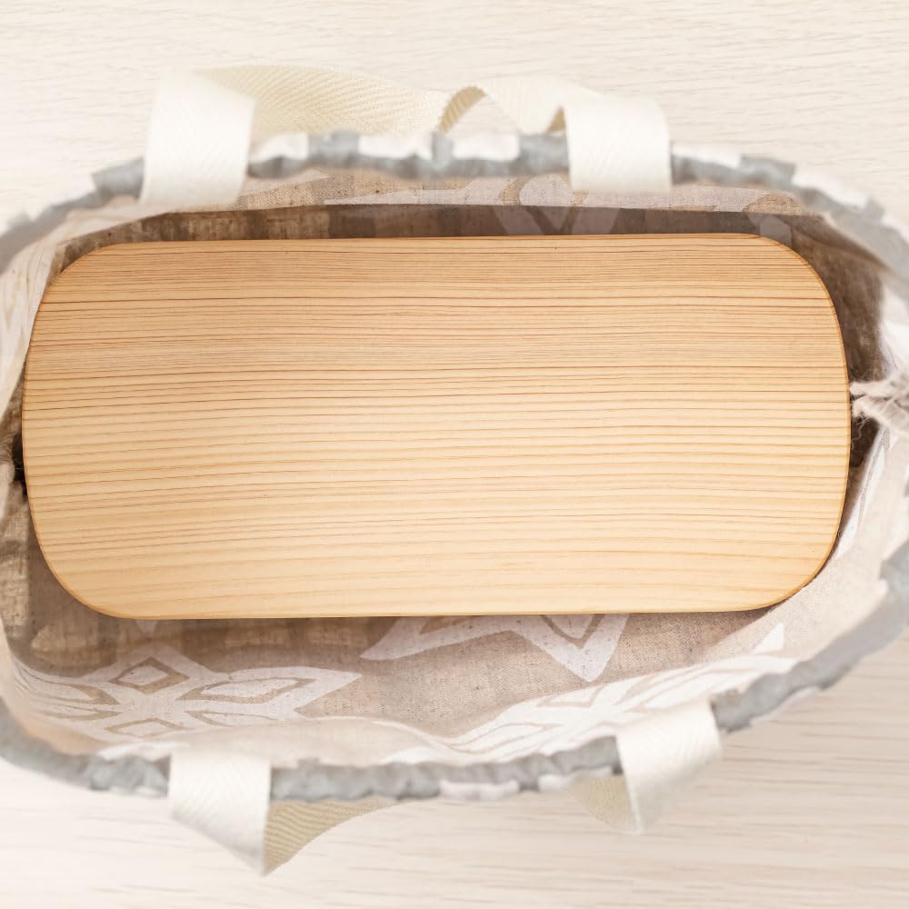 Bento Koushi 30cm Wide x 17cm High x 10cm 15cm Made in Japanese with &NE Bag, Gray, Deep, Handle, Japan, Pattern, Washable, Gusset, NHK-287-KSGY