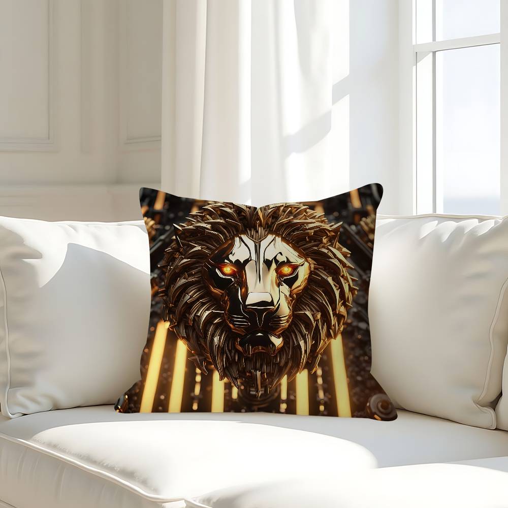 Black Gold Eagle Lion Pillowcase Toon Gift Cushion Cover Bedroom Home Sofa Chair Seat Decor Pillow Case