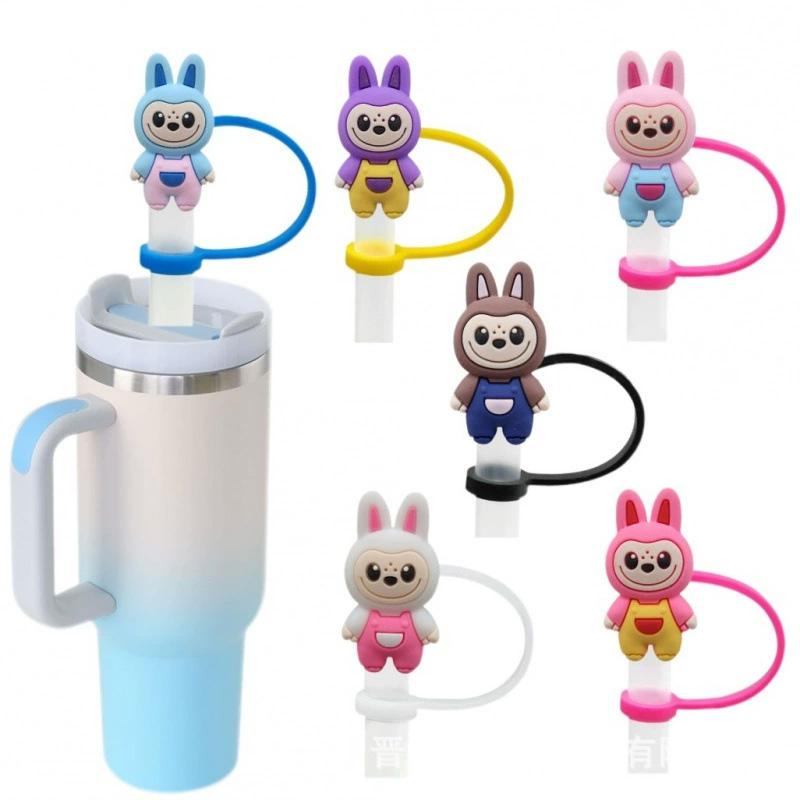 1PC Doll Straw Cap 8-10mm Bottle Accessories Cute Silicone Reusable Straw Cover Dustproof