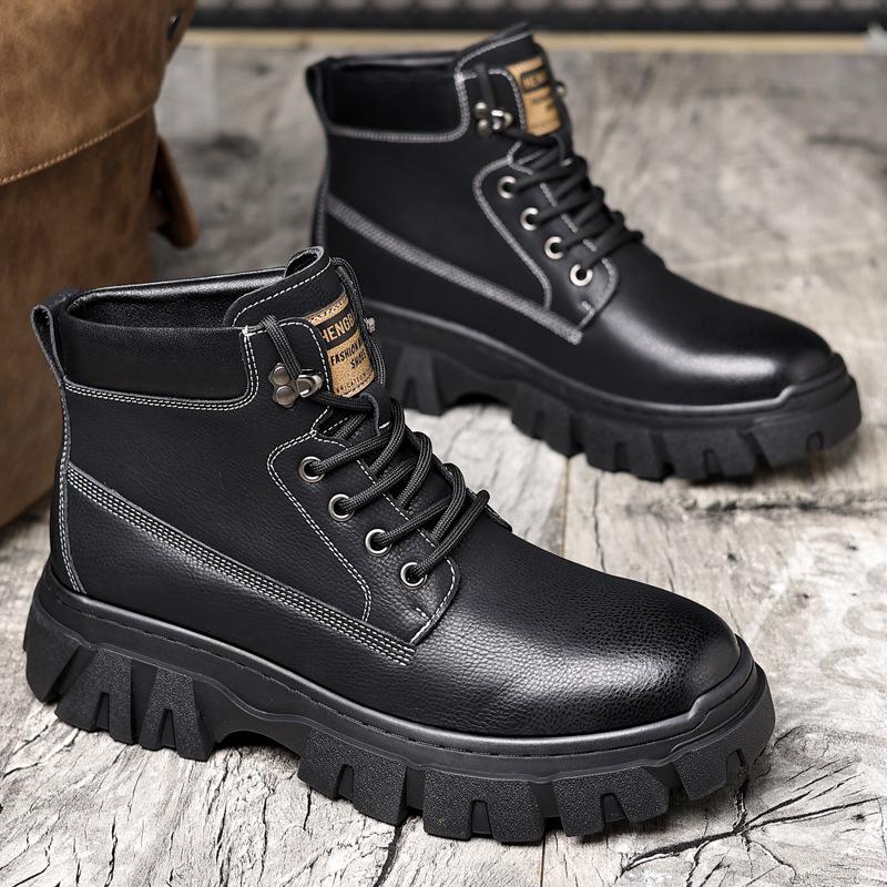 New Yellow Thick-Soled Martin Boots - Plush, Warm, Casual Hiking Boots for Autumn/Winter