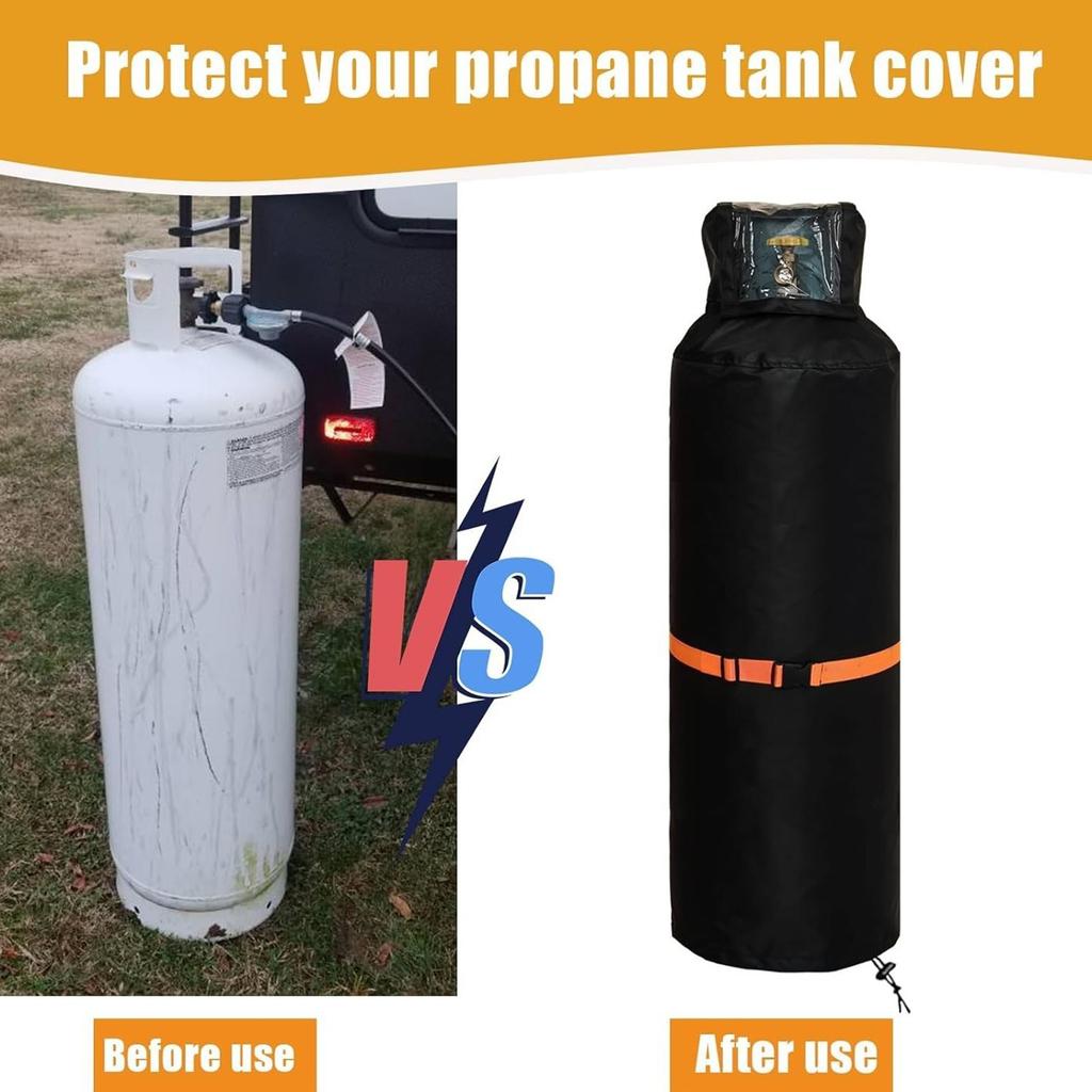100lb Steel Propane Tanks Weatherproof Cover Clear Top Panels Heavy Dutys 620D Oxfords Fabric AntiSlip Buckles Systems