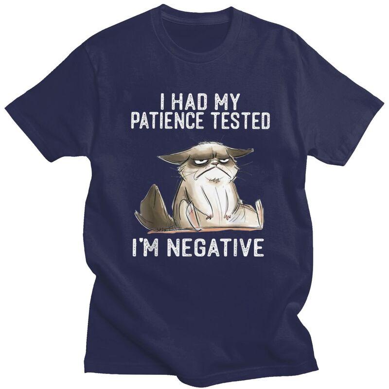 I Had My Patience Tested Im Negative Cat TShirt Pure Cotton Tee Tops Funny Sarcasm Joke Tshirt Casual ShortSleeve Clothing