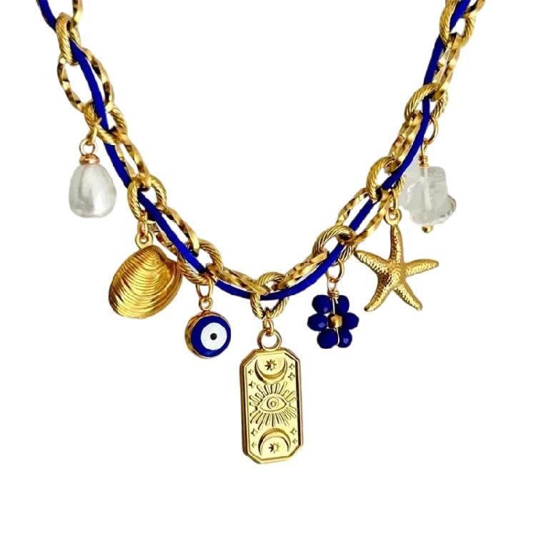Stainless Steel Jewelry Unique Marine Theme Necklace Rope Chain Necklace Adjustable Length Holiday Accessory for Daily