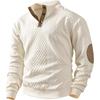 2026 Mens Casual Long Sleeve Stand Collar Sweatshirt Solid Color Slim Fit Daily Wear