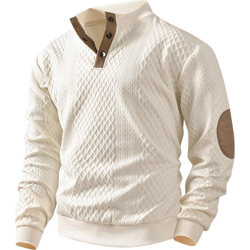 2026 Mens Casual Long Sleeve Stand Collar Sweatshirt Solid Color Slim Fit Daily Wear