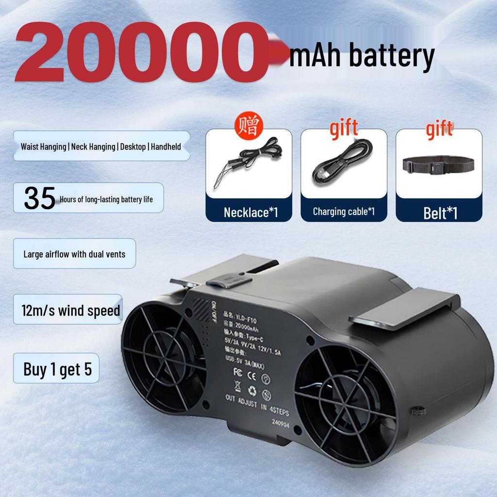 Portable Waist-Mounted Cooling Fan for Outdoor Construction