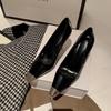 Premium Temperament Explosive Black Bag Head Sandals 2025 Metal Patent Leather Square Head High Heels Thin Heel Versatile Single Shoes Women