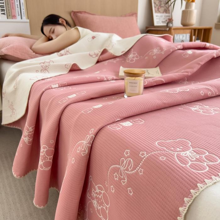 Cotton jacquard three-layer yarn wool towel quilt pure cotton lunch break blanket sofa cover blanket shawl blanket