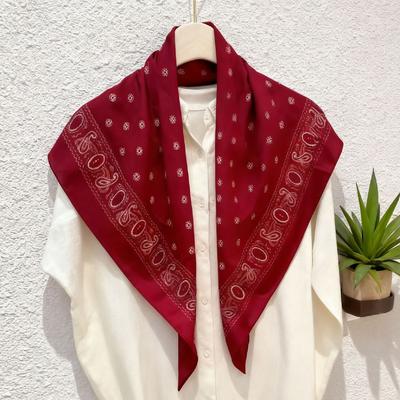 Cashew Velvet Cotton and Linen Square Scarf Spring Autumn and Winter New Versatile Silk Scarf Headscarf Waist Scarf Fart Curtain Triangle Scarf Ad