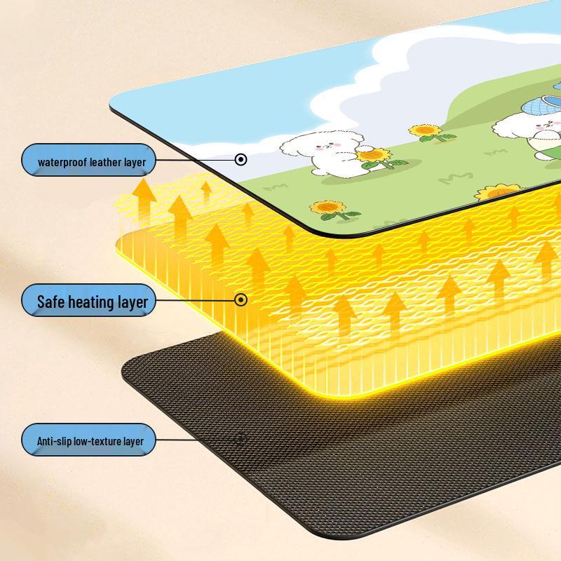 Extra Large Cartoon Heated Mouse Pad & Desk Mat - Fast Heating for Winter