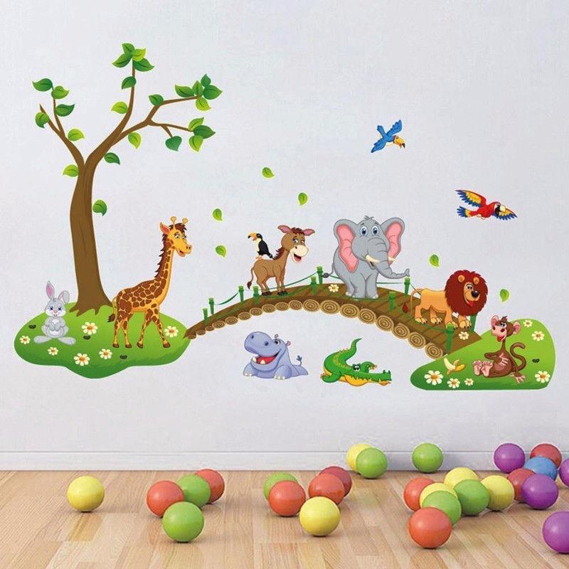 Buy UK Cartoon Animals Removable Wall Decal Stickers Kids Baby Nursery ...