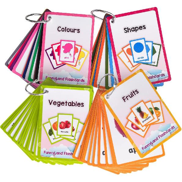 Richardy Colors/Shapes/Fruits/Vegetable English Flash Cards Pocket Card Learning Toys for Children Pre-Kindergarten Kids Education Aids