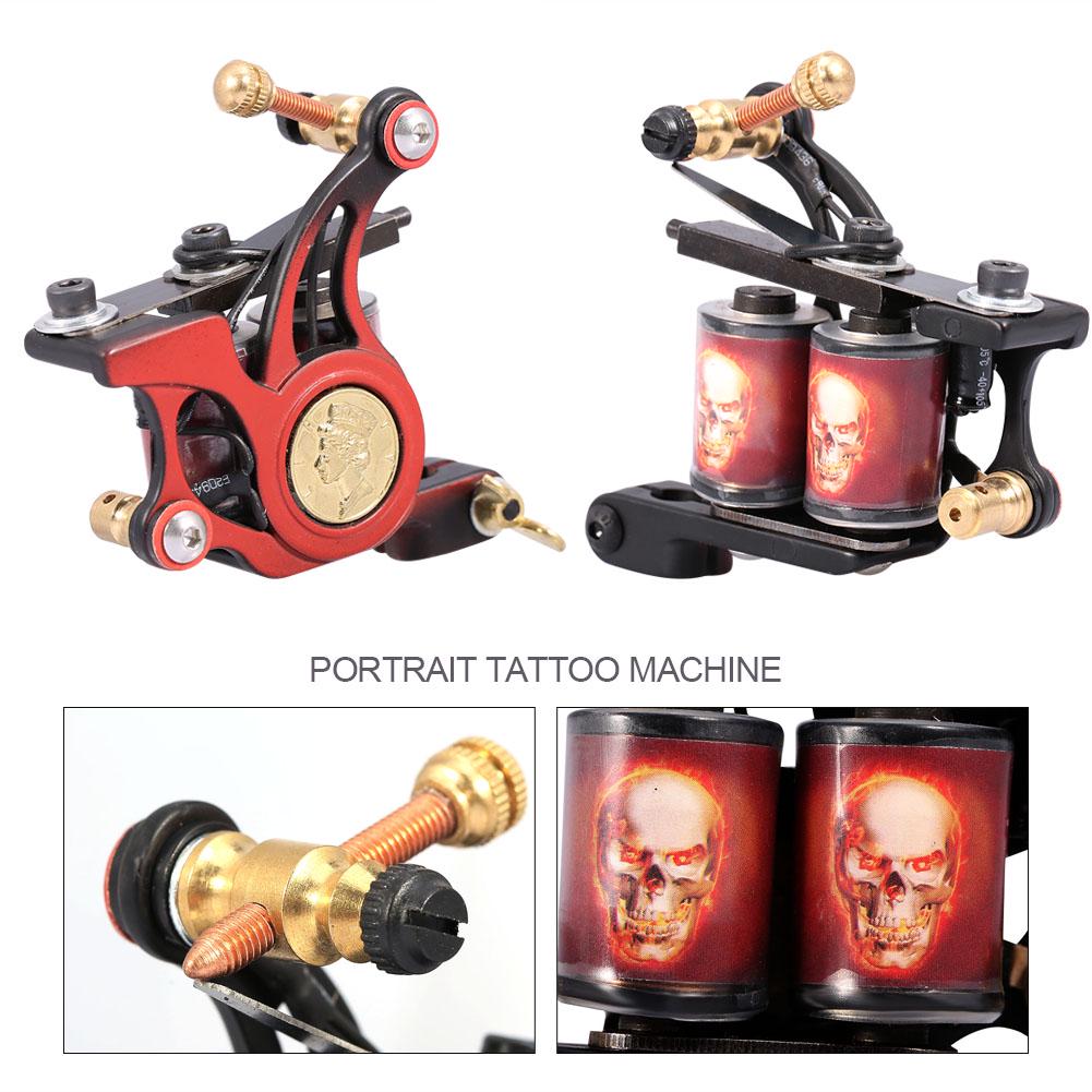 Professional 10 Warp Coil Tattoo Machine Portrait Pattern Tattoo Gun Shader Liner