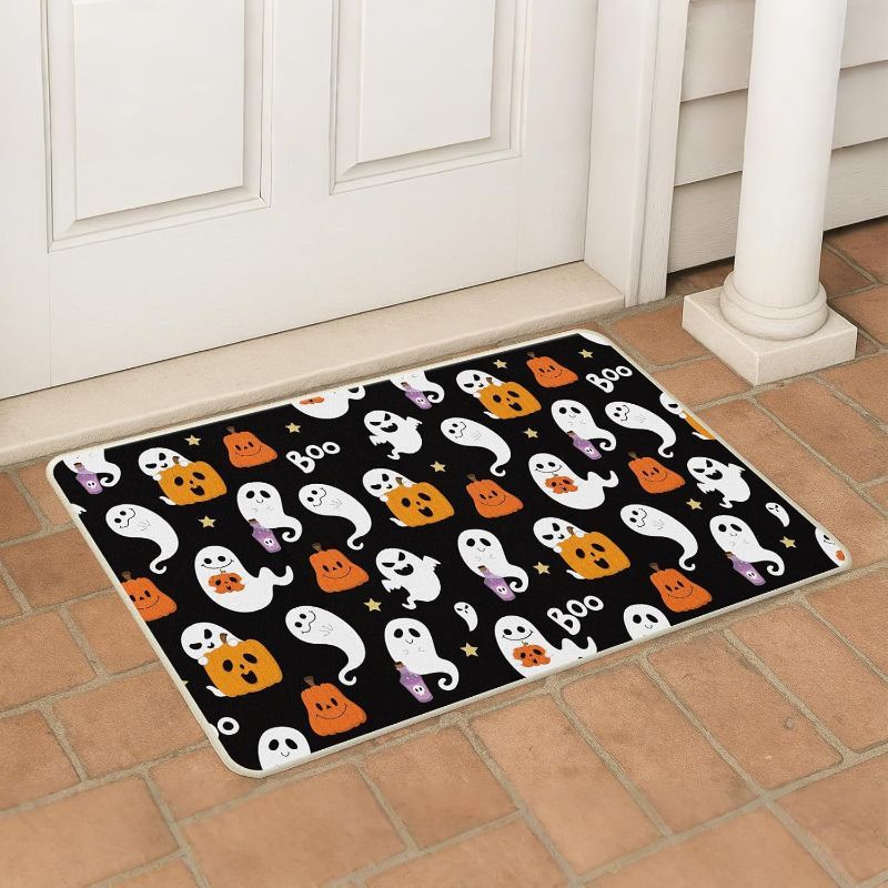 Halloween Welcome Door Mat Farmhouse Pumpkin Non-Slip Entry Rug Front Door Floor Carpet Indoor Home Decor