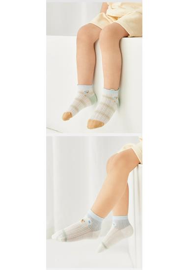 Infant Toddler Breathable Mesh Bear Ankle Socks - Seamless, Antibacterial Cotton for Boys (Spring/Summer)