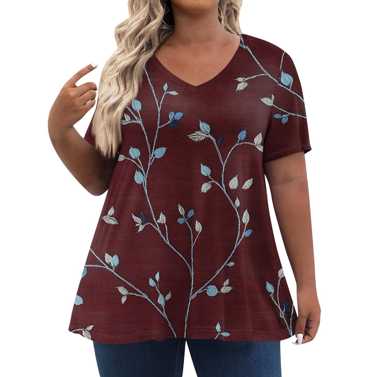 

Женские топы больших размеров, короткие рубашки, повседневная одежда с V-образным вырезом, топы с 3D-принтами, футболки 7XL